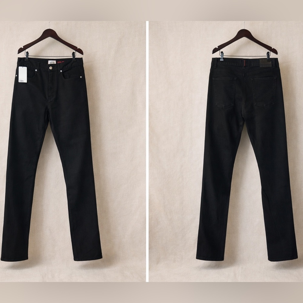 ZADIG & VOLTAIRE Black Straight-Leg Jeans Unisex Fit Designer Denim Tall Inseam - Picture 2 of 14